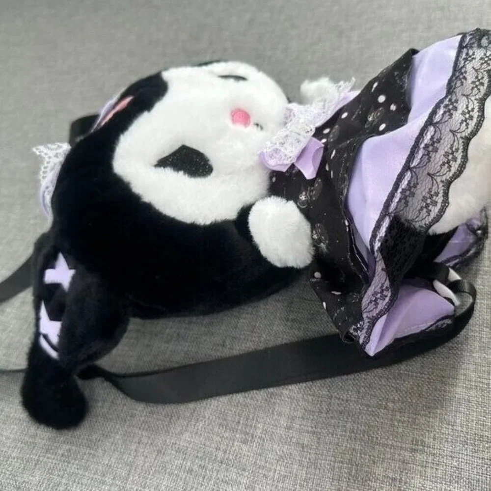 Brand New! Kawaii Kuromi Plush Backpack Black White Purple‎ Adjustable Straps